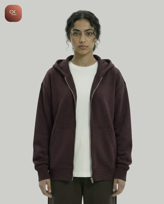 Basic zip-up hoodie- Burgundy
